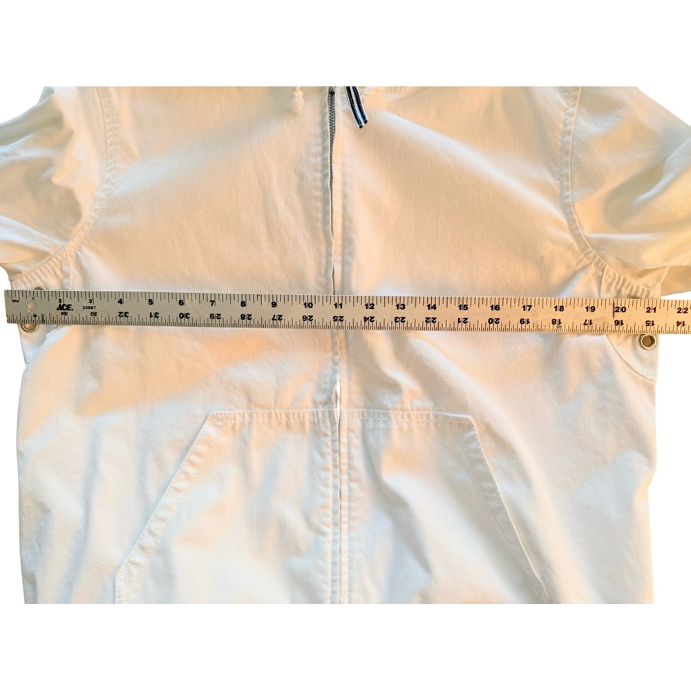 GAP White Hooded Zip Canvas Coastal Sailing Boating Jacket Sz L - Picture 8 of 9
